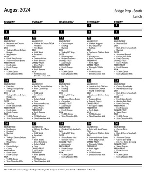 August lunch calendar <3